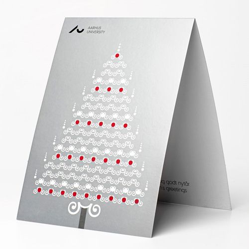 Julekort, A5 sølv juletræ (UK)
