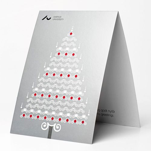 Julekort, A5 sølv juletræ UK